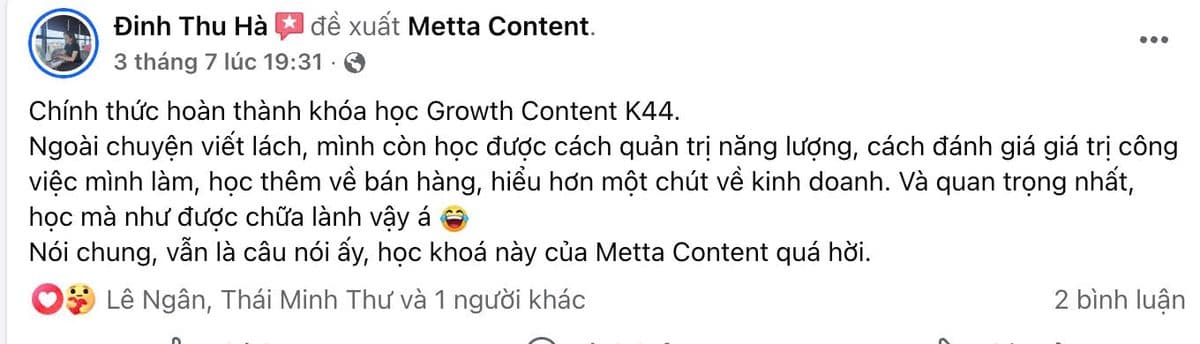 Feedback của học viên khoá Growth Content — ảnh 1