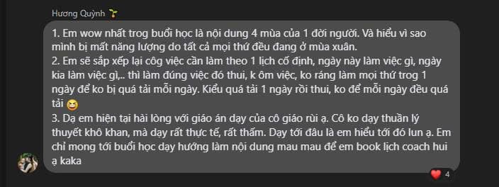 Tin nhắn học viên chia sẻ kết quả sau khóa Growth Mentor